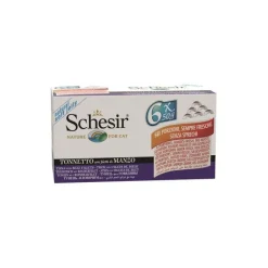 SCHESIR Pâtée pour chat au Thon et boeuf Pack de 6 boites de 50 g