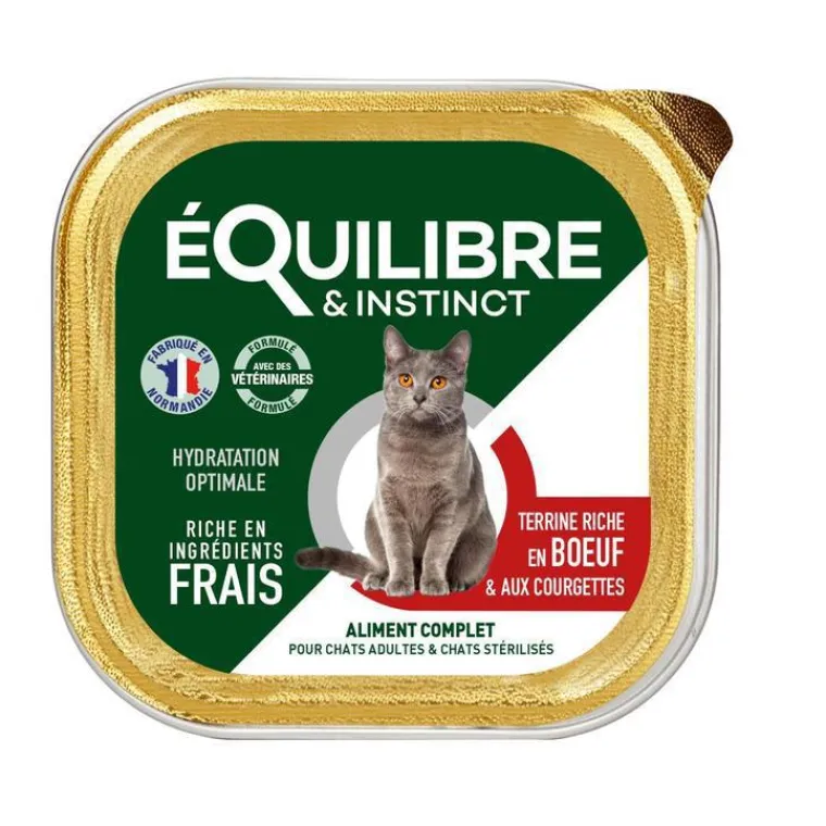 EQUILIBRE & INSTINCT Pâtée pour chat stérilisé au bœuf et aux courgettes Équilibre & Instinct - 85 g