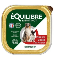EQUILIBRE&INSTINCT Pâtée pour chien bœuf pois en barquette de 300 g