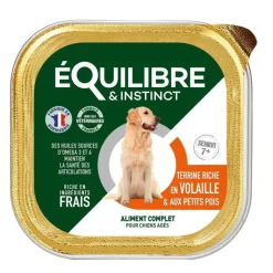 EQUILIBRE&INSTINCT Pâtée pour chien âgé volaille pois en barquette de 300 g