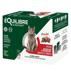 EQUILIBRE&INSTINCT Pâtée "Vitalité effilés" pour chat adulte ou stérilisé au bœuf et aux haricots Équilibre & Instinct - 12 x 85 g