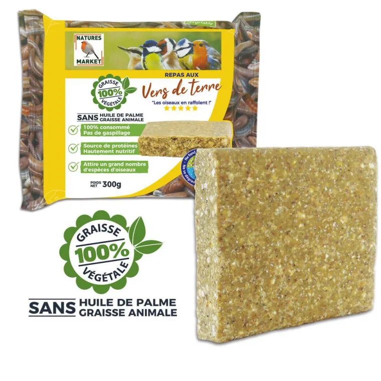 NATURES MARKET Repas aux vers pour oiseaux de la nature – 300 g