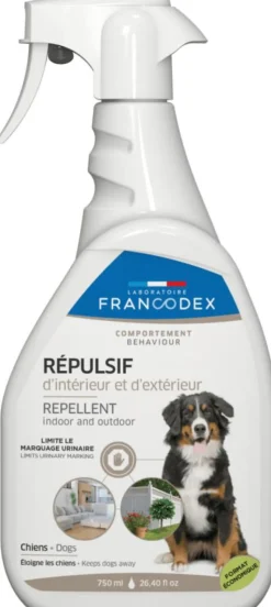 FRANCODEX RŽpulsif d'intŽrieur et d'extŽrieur pour chien menthe eucalyptus Ð 750 ml