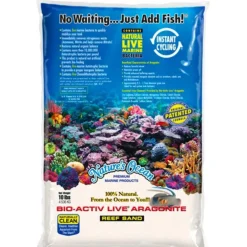 BLUE CORAL Sable vivant blanc naturel, grain fin, NATURE'S OCEAN - 0,1-0,5mm - 4,54kg