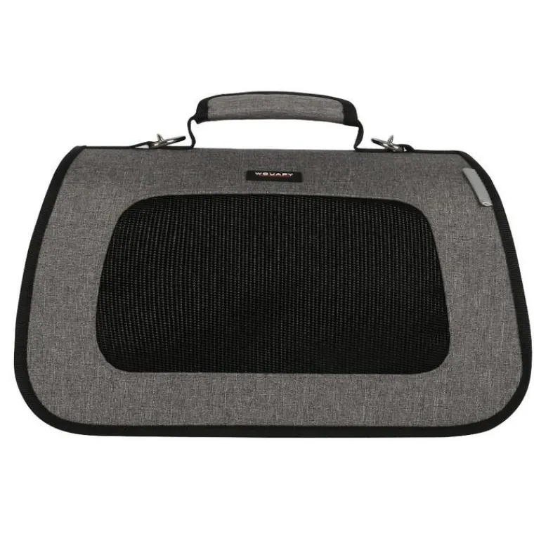 WOUAPY Sac de transport pliable pour chien coloris gris en nylon – 40 x 24 x 25 cm