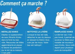 KIVIKS Sacs à litière filtrants pour chat coloris blanc - Taille M 46 x 33 x 12 cm