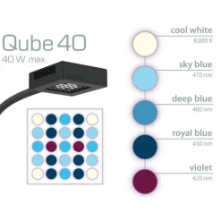 BLUE CORAL Spot LED pour aquarium d'eau de mer, 9000 K, AQUA MEDIC, modèle Qube 40