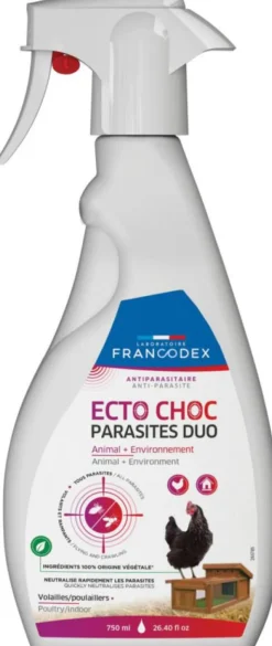 FRANCODEX Spray antiparasitaire pour volaille Ecto Choc Parasites Duo - 750 ml
