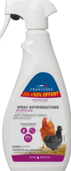 FRANCODEX Spray antiparasitaire pour volaille au diméthicone - 750 ml