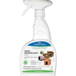FRANCODEX Spray désinfectant 5 en 1 pour l'environnement des animaux coloris blanc – 750 ml