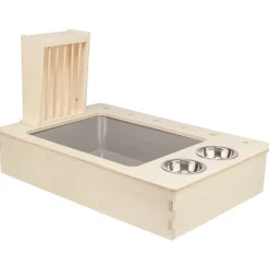 TRIXIE Station mangeoire pour lapin et petit rongeur en bois non traité – 70 x 41 x 47 cm