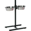 FLAMINGO Support porte gamelles pour chien coloris noir et argent en H double Otis - Taille M 2 x 2,5 L