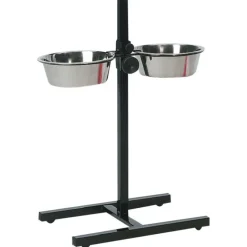 FLAMINGO Support porte gamelles pour chien coloris noir et argent en H double Otis - Taille M 2 x 2,5 L