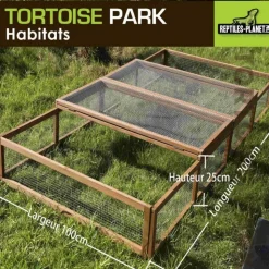 REPTILES PLANET Tortoise Park pour tortue enclos extérieur grillagé en bois Reptile Planet – 200 x 100 x 25 cm