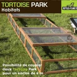 REPTILES PLANET Tortoise Park pour tortue enclos extérieur grillagé en bois Reptile Planet – 200 x 100 x 25 cm