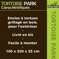 REPTILES PLANET Tortoise Park pour tortue enclos extérieur grillagé en bois Reptile Planet – 200 x 100 x 25 cm