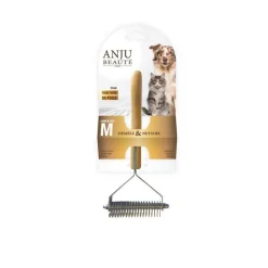 ANJU BEAUTÉ Étrille râteau pour chien et chat coloris marron Anju Beauté – Taille M