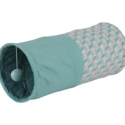 ZOLUX Tunnel de jeu pour chat coloris bleu feuille Ethi'cat - 23,5 x 50,3 x 23,5 cm